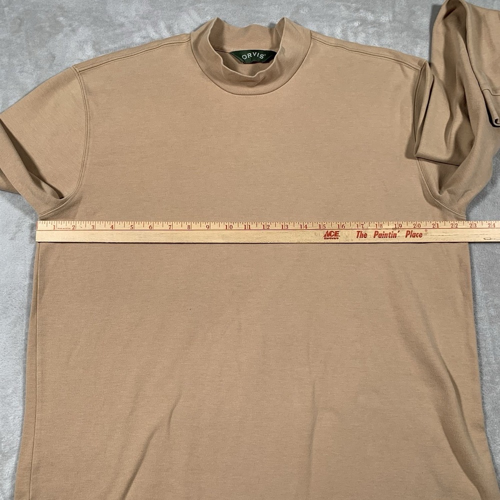 Orvis Mock Neck Sweatshirt Sweater Large Beige Stretch Long Sleeve Pullover - Picture 4 of 7